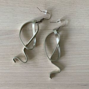 Abstract Swirl Silver Steel Earrings